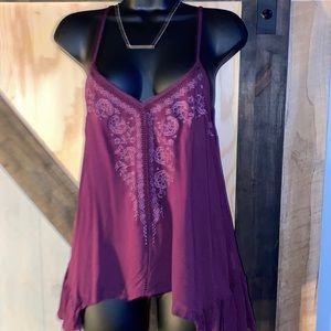 Burgundy Boho tank